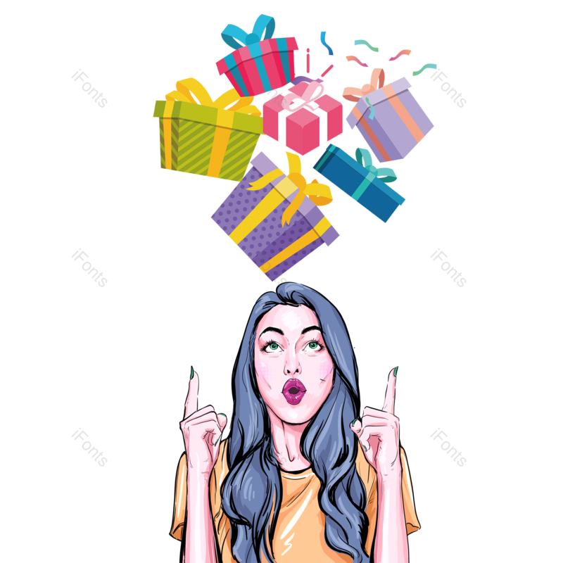 美女图片,礼盒元素,促销PNG,活动免抠素材
